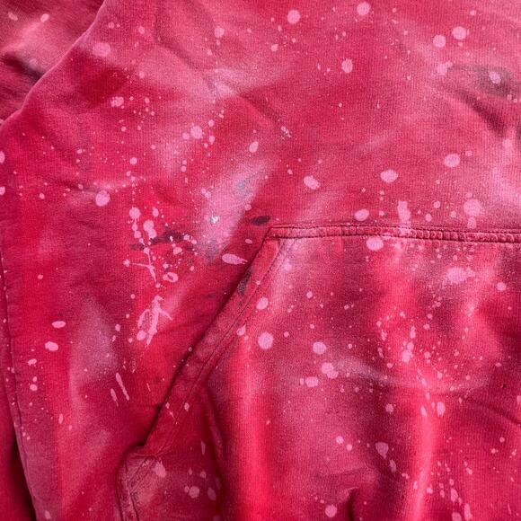 Vintage Y2K Thrashed Faded Red Nike Mini Swoosh Hoodie Sweatshirt M Paint Grunge - Picture 9 of 10